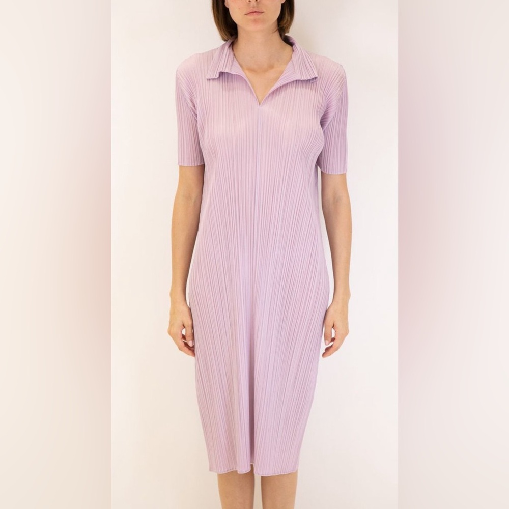 Issey Miyake Lavender Pleated Midi Dress